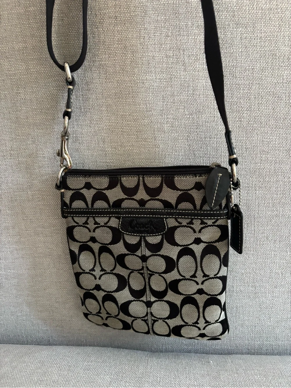 Coach Black and Gray Signature Crossbody Bag